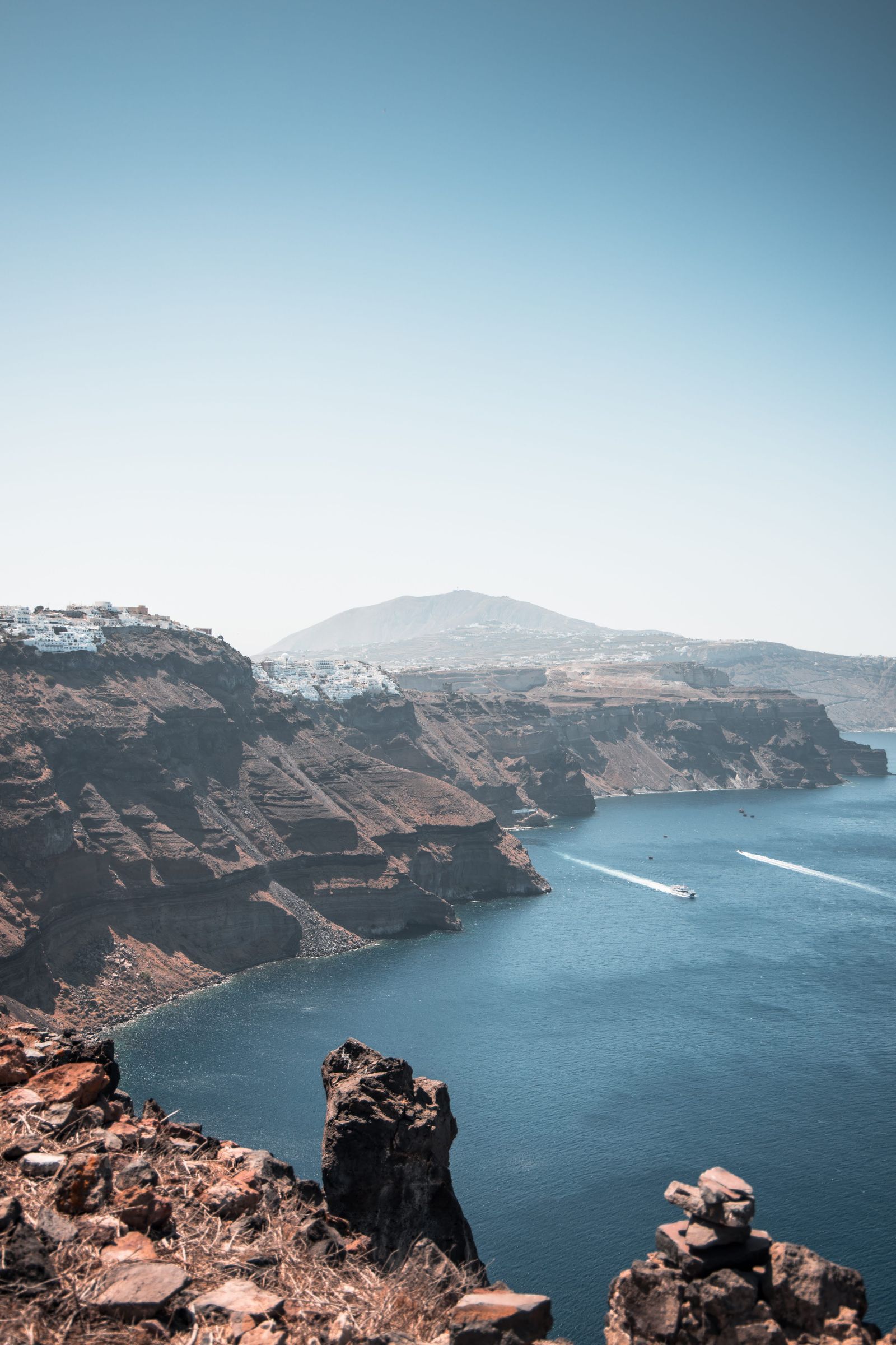 Santorini volcanic caldera coastline