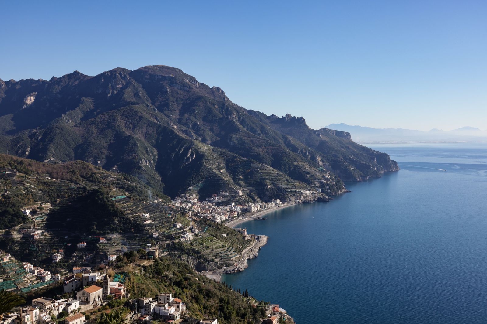 Amalfi mountain coastline in afternoon light
