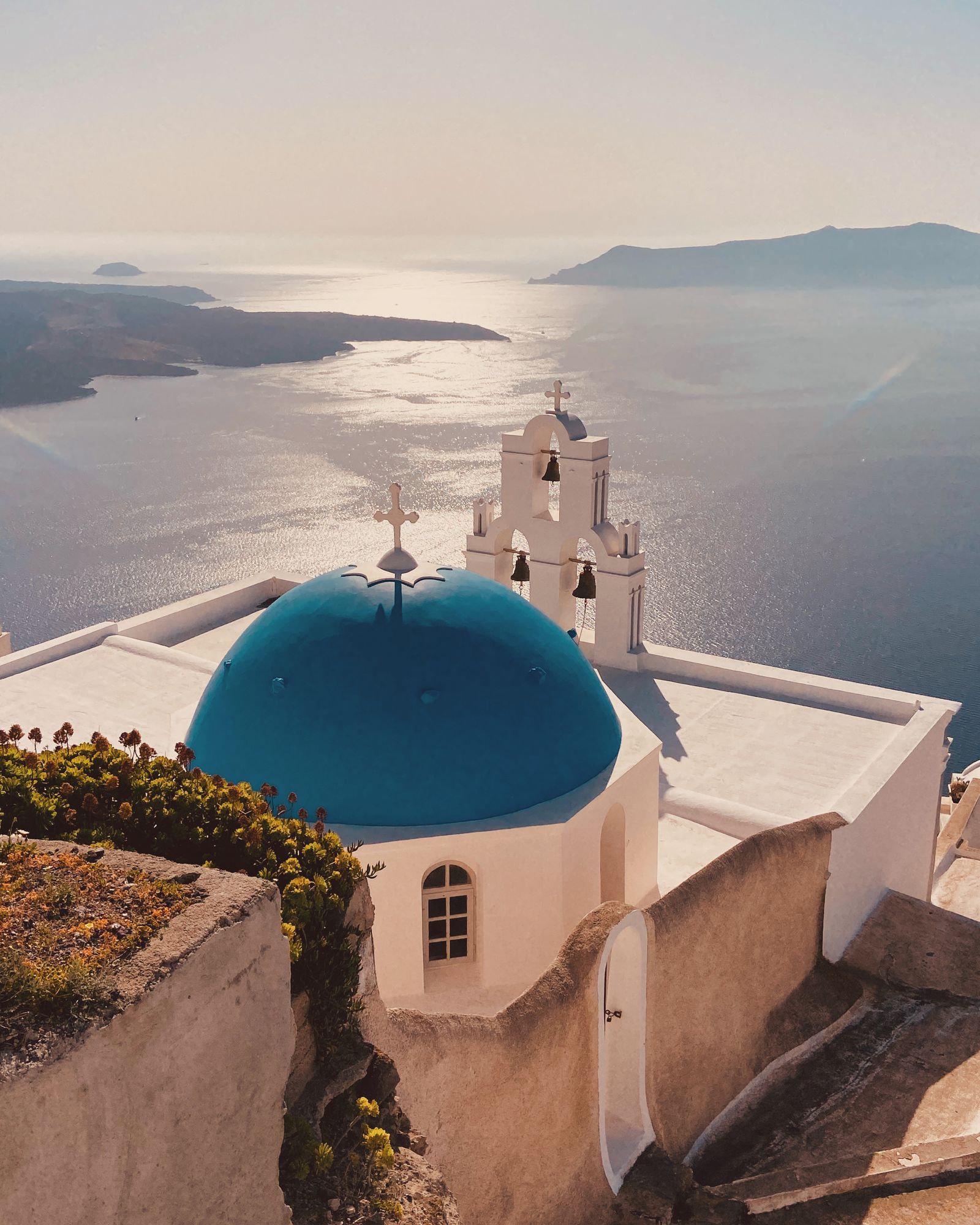 Fira blue dome at sunset