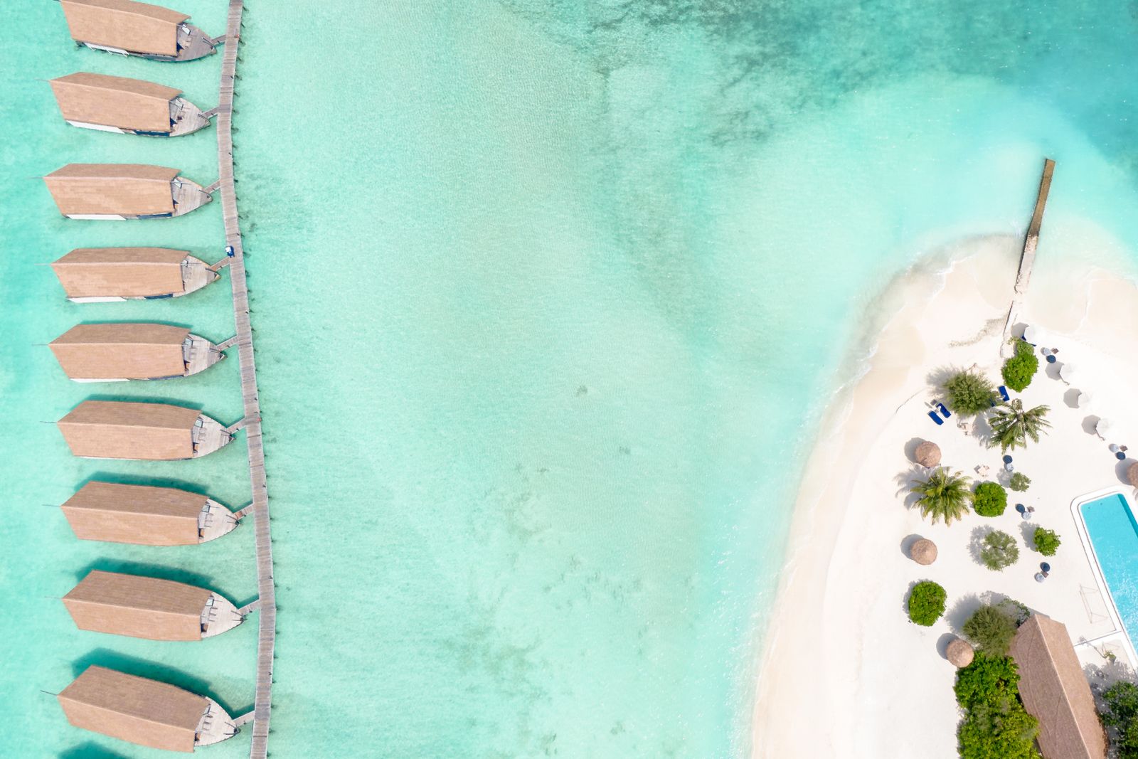 Maldives shallow lagoon from above