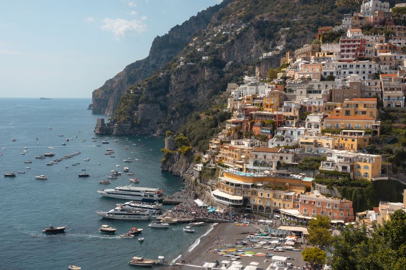 Positano's colorful houses above the sea