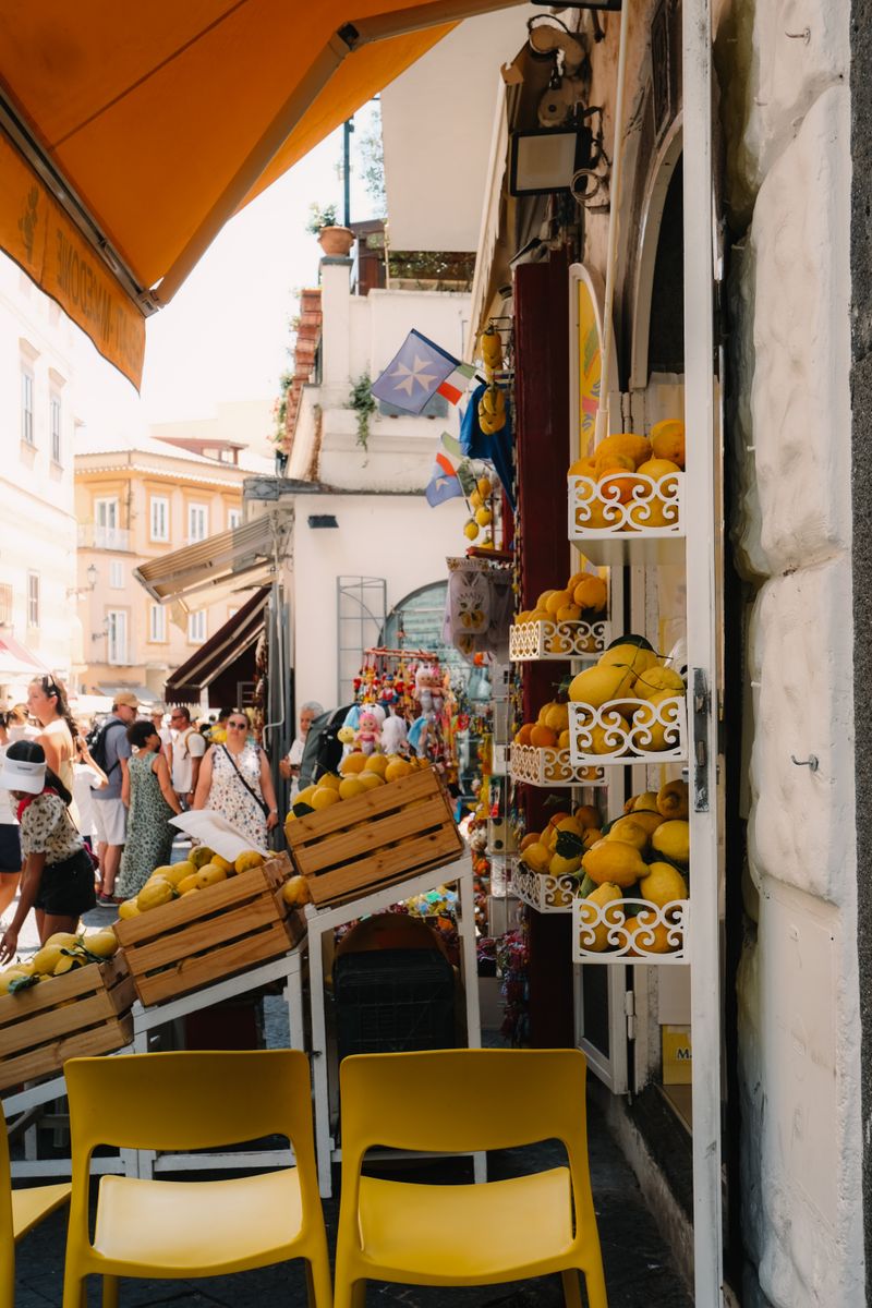 Amalfi lemons piled high at a street stall