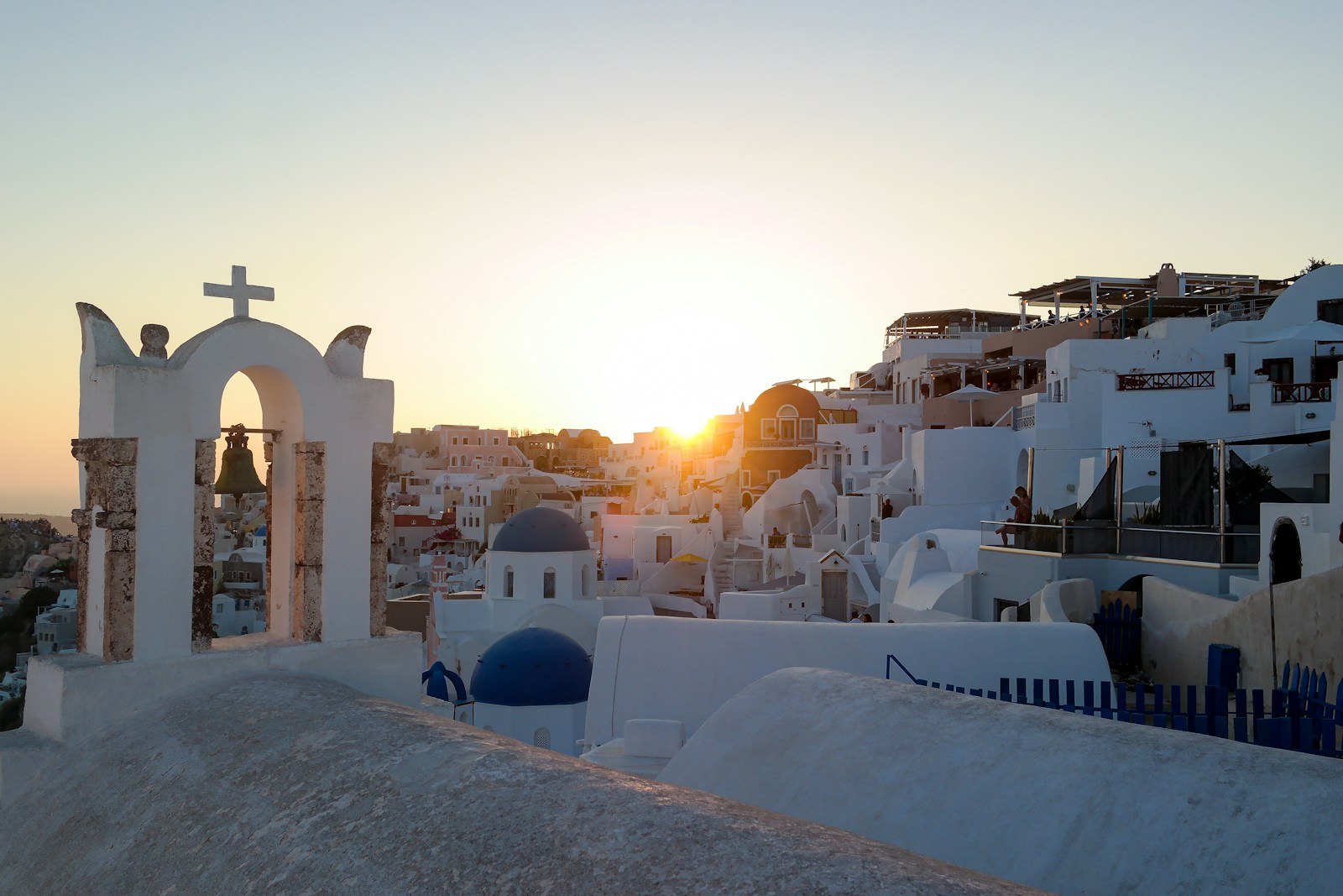 Santorini village at sunset